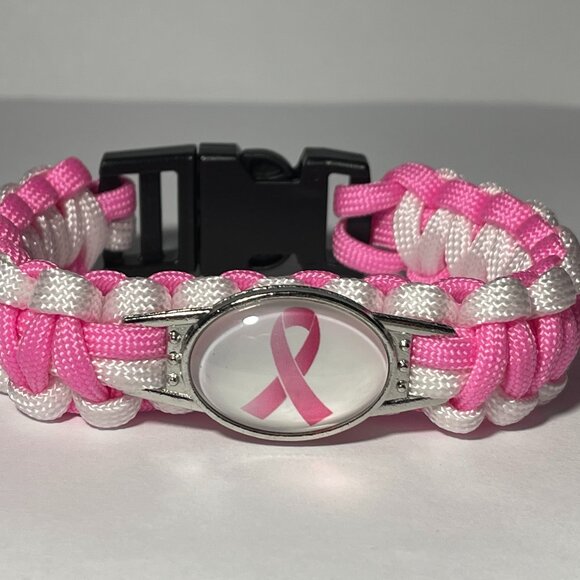Breast Cancer Awareness Braided Paracord Bracelet NEW - Picture 1 of 2